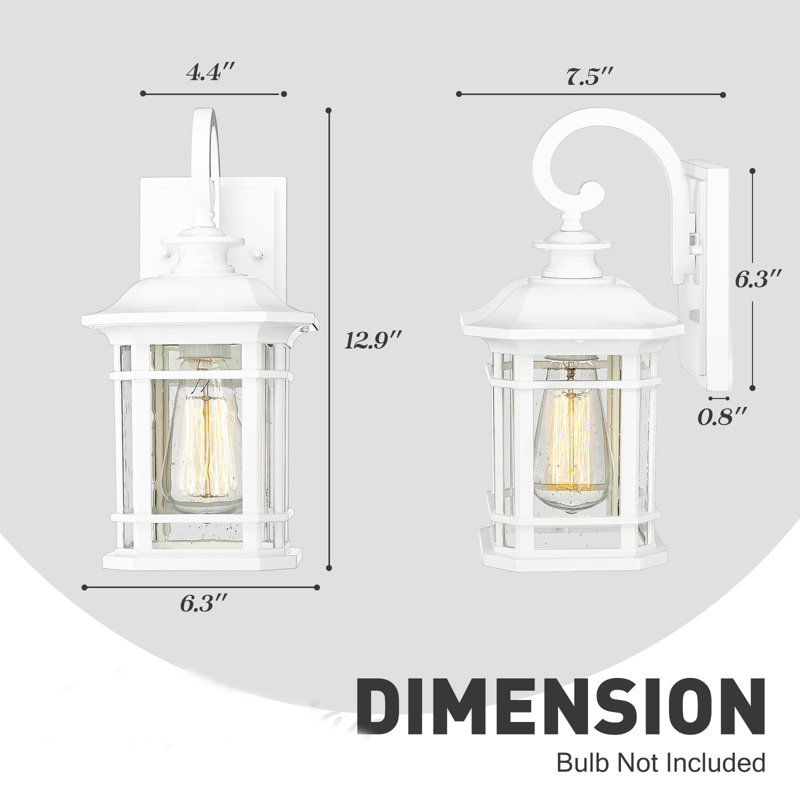 13 Inch Vintage Outdoor Wall Light With Seeded Glass Shade