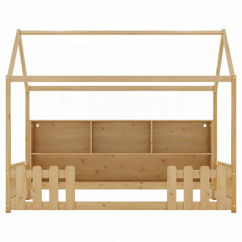 Lit de rangement avec bibliothèque, Naturel
