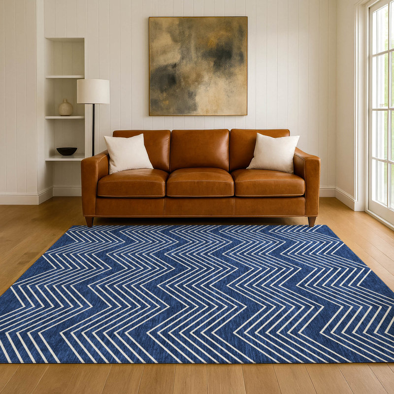 Tapis de qualité supérieure lavable à la machine Mayfield AMF2390, Marine, 3 pi x 5 pi