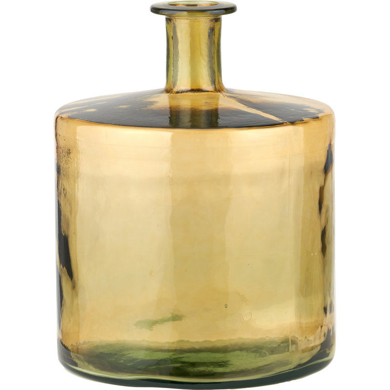 Handmade Glass Floor Vase, Yellow