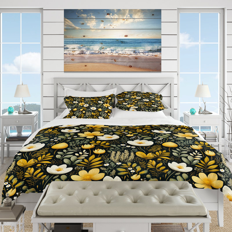 Seamless pattern with fishes - Nautical Duvet Cover Set - Microfiber Polyester, Queen Duvet Cover + 2 Standard Shams
