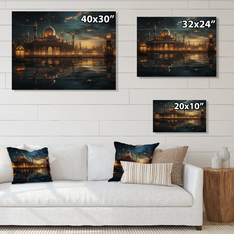 Art de l'Islam, Ramadan, reflet sur bois, H 30 po x l 40 po x P 0,78 po
