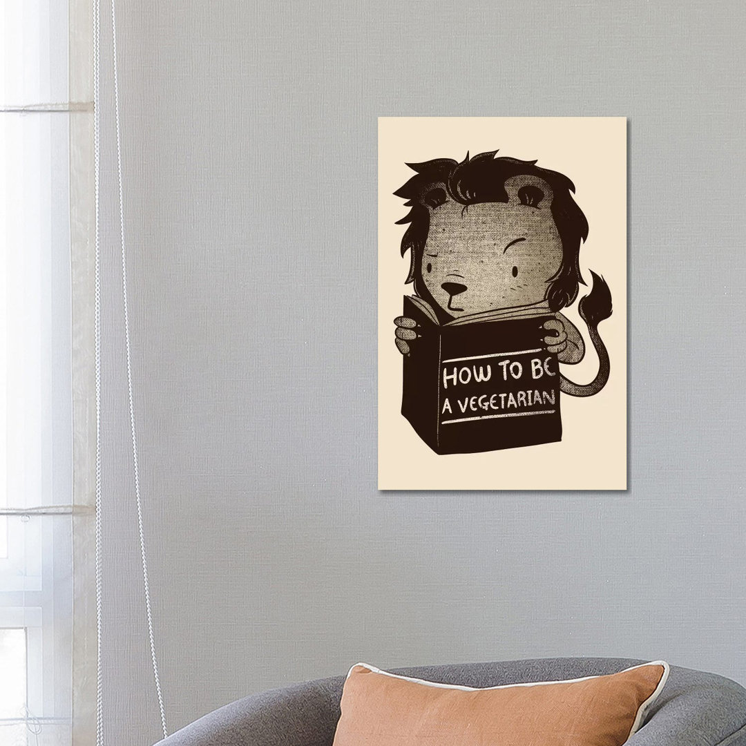 Lion How To Be Vegetarian von Tobias Fonseca - Galerie-verpackte Leinwand Giclée