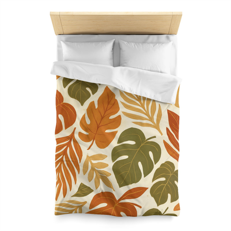 Microfiber Duvet Cover Boho Style, Design 64, Twin Duvet Cover, White