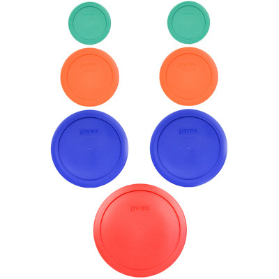 Ensemble de couvercles Pyrex vert, vert, orange et rouge