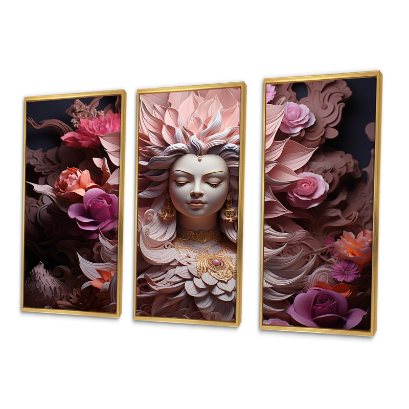 Ensemble de salon Devis Divine Dahlia, Cadre flottant doré, H 28 po x l 36 po x P 1 po