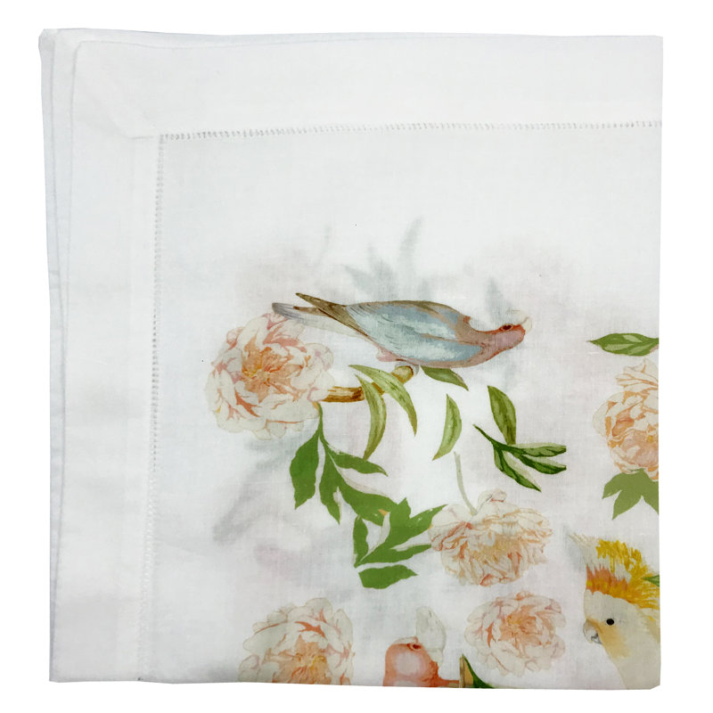 Peony Inspira Cotton Sateen Dinner Napkins, Yellow White