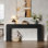 70.9-Inch Extra Long Console Table, Rustic Wooden Sofa Table Behind Couch