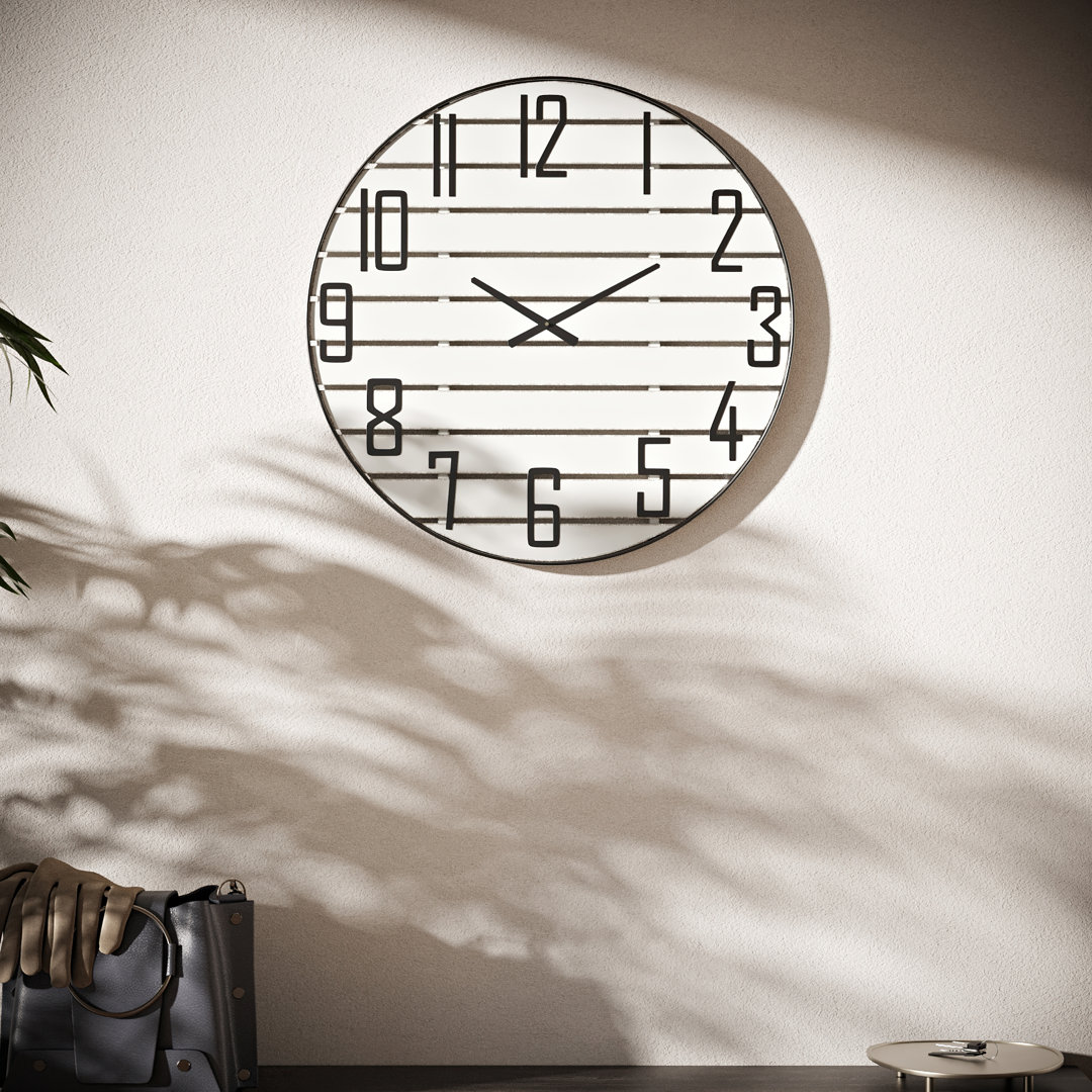 Adelina Round Wood Modern Wall Clock Latitude Run®