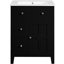 Meuble-lavabo moderne de 24 pouces, lavabo en céramique, métal rustique, charnières silencieuses, rangement pour pinceaux de maquillage, style campagne française, tiroirs, tablette réglable pour flacons de bain de bouche