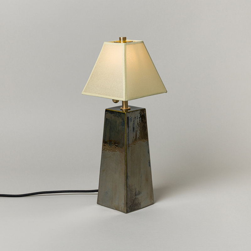 Osen Table Lamp, Faint Green, Obsidian, 18" H x 7.5" W x 7.5" D
