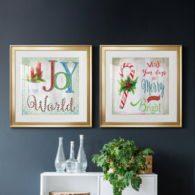 «Candle Joy», ensemble de 2 reproductions d'art textuel encadrées