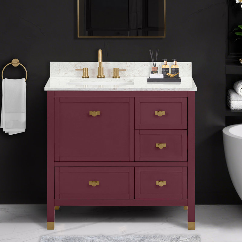 Alana 36 in. Single Sink Bathroom Vanity in Burgundy Red