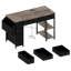 47" Black Computer Desk with Power Outlet, 7 Fabric Drawers, Vanity Table, and Side Pocket-146668379