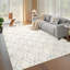 Tapis géométrique lavable 9 x 12, tapis antidérapant doux pour le salon, la salle à manger, la chambre de bébé, beige
