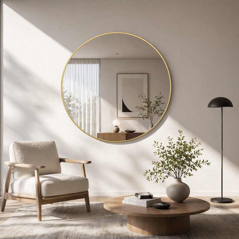 Miroir mural pour salle de bain, L 42 po, Doré
