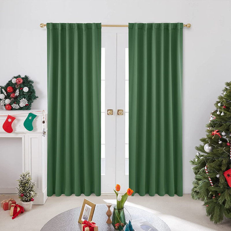 Taburao Back Tab Room Darkening Curtain Pair, 42" W x 72" L, Green