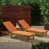 Teak Frame / Orange Cushion