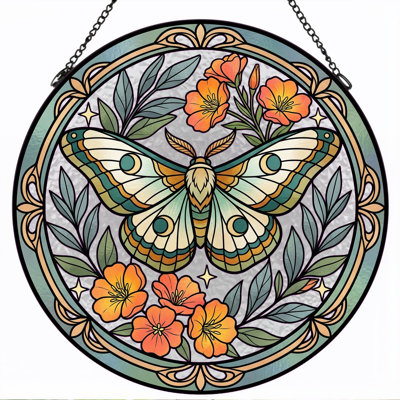 Panneau de vitrail en verre coloré, 7,8 heures