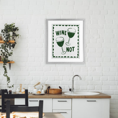 Green White Wine Not Framed Print Under Glass, design by Heather Dutton