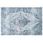 2' X 4' Blue Grey Oriental Distressed Washable Area Rug With UV Protection