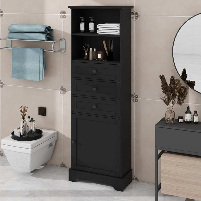 Armoires de rangement avec 3 tiroirs et une tablette réglable idéale pour les espaces compacts et verticaux, Black
