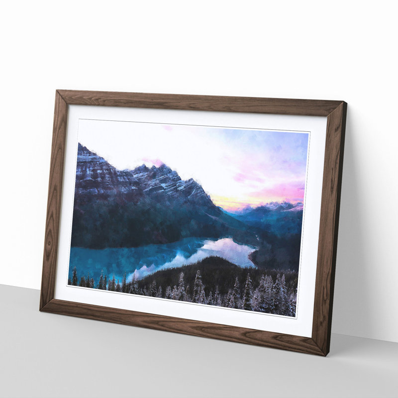 Peyto Lake in Alberta Canada - Picture Frame Graphic Art Print, Walnut, 62cm H x 87cm W x 2cm D
