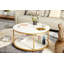 Table basse ronde, table basse de salon de 34,64 pouces, plateau de table à deux couches avec supports de rangement et plateaux de rangement