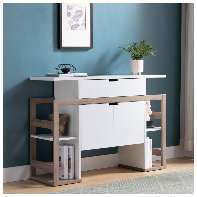 Buffet avec 4 tablettes Modernize Kitchen, blanc et taupe foncé