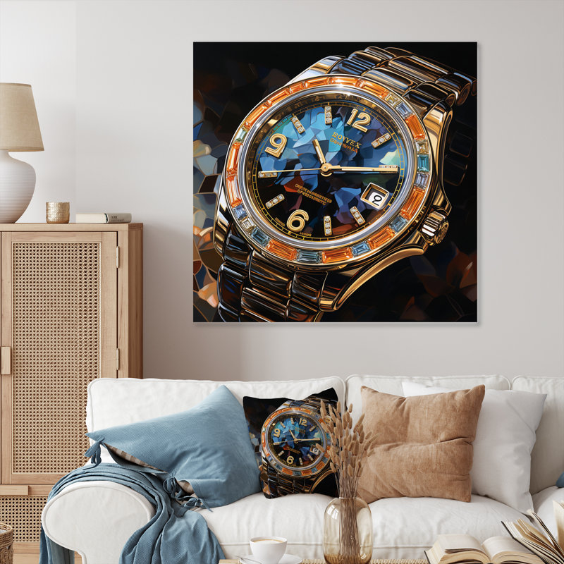 Luxury Watch Diamond Dusk I - Fashion Print on Metal, 16" H x 16" W x 1" D