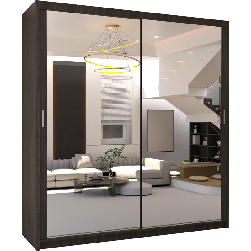 Elegent Carino Sliding Door Wardrobe with Mirror – Space-Saving Bedroom Storage in 6 Sizes & 6 Colours, Wenge