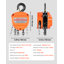 Hand Chain Hoist, 1/2 Ton 1100 lbs Capacity, Manual Chain Block with Upgrade G80 Galvanized Chain, 10 ft Lifting Height, Heavy Duty Pulley Hoist for Garage Warehouse Automotive Machinery, Orange