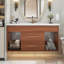 Meuble-lavabo simple 35,4 po Mid-Century avec lavabo encastré en céramique intégré