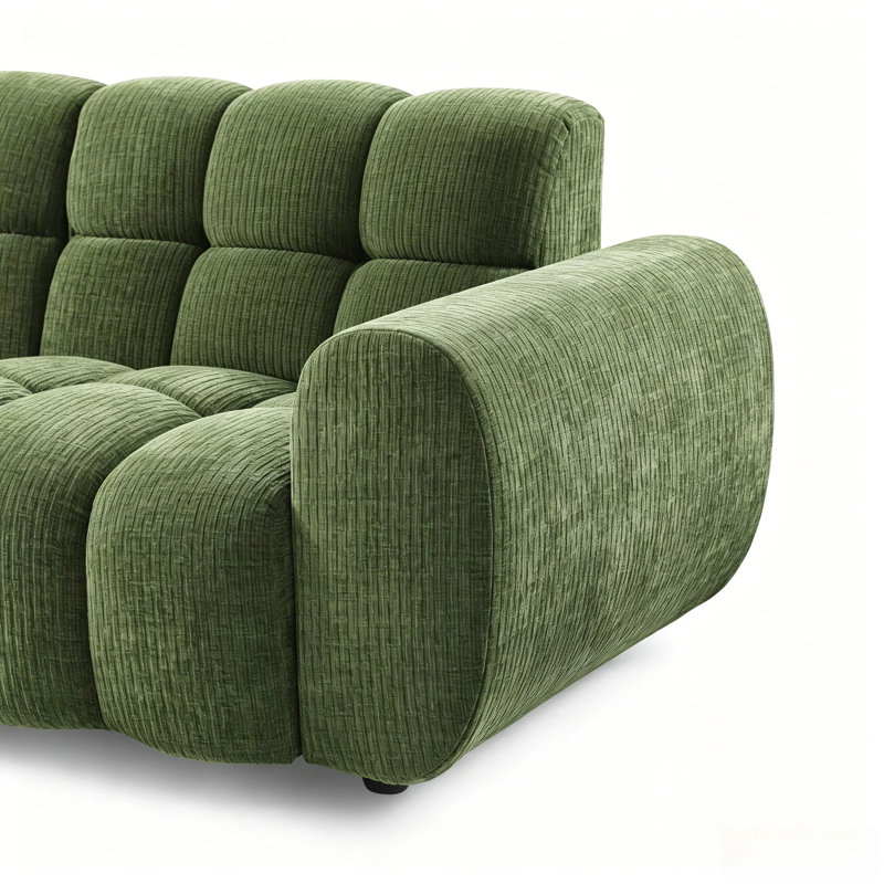 Canapé en forme de L 6,3 po Minimore, Chenille verte