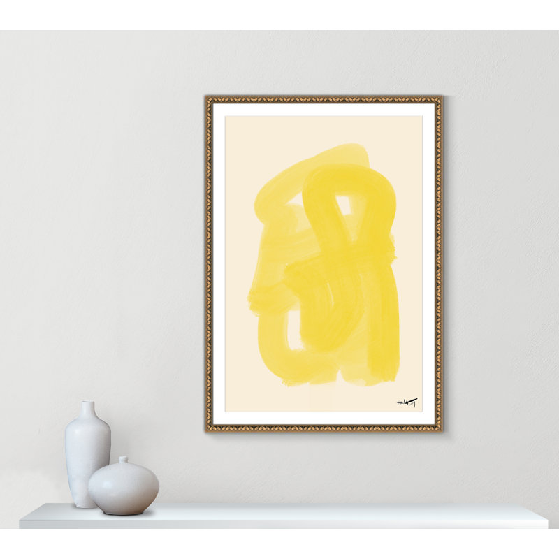 «Matin Dete Print» par N.Atelier, H 54,5 po x l 38,5 po x P 1,125 po, Reproduction encadrée de perles dorées avec pass