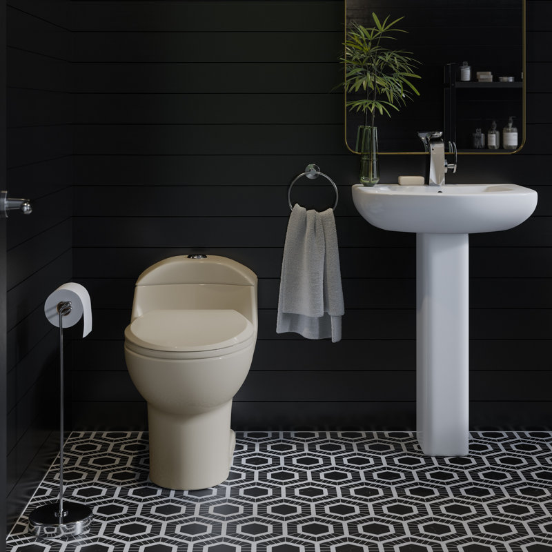 Chateau One-Piece Elongated Dual-Flush Toilet in Bisque 1.1/1.6 gpf, Bisque