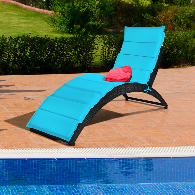 Chaise longue simple de 64 po avec coussins, Turquoise