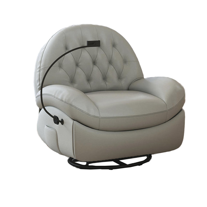Labree Faux Leather Recliner, Light Gray Faux Leather