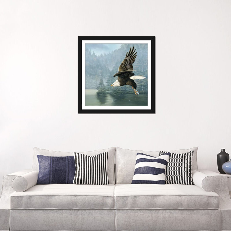 « flying eagle », impression sur toile, Papier d'art encadré noir, Blanc, H 24 po x l 24 po x P 1 po