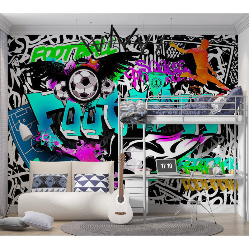 Murale Peel & Stick Street Art - Football Graffiti, L 27 po x l 38 po