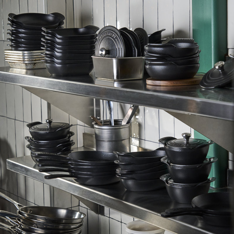 Le Creuset Enameled Cast Iron Set Of 4 Mini Skillets, 1/3 Qt. Each, Matte Black