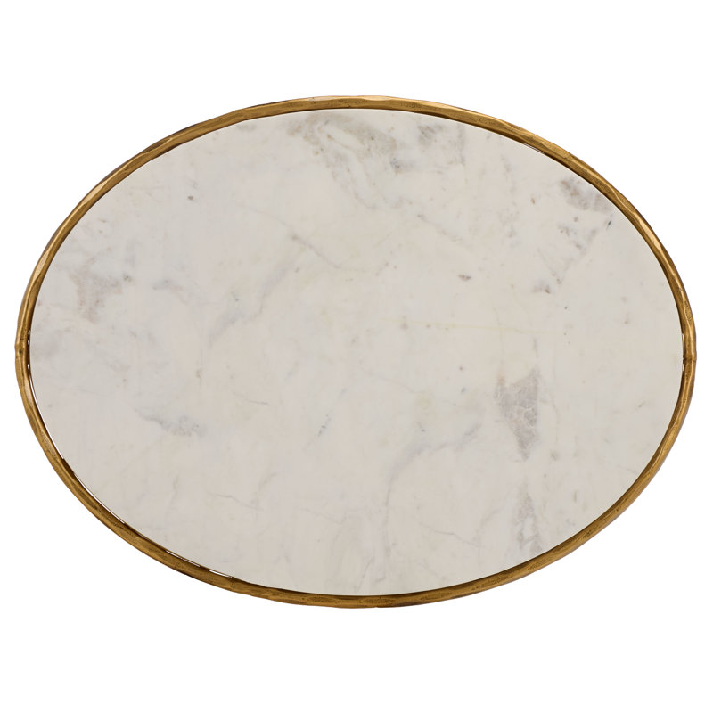 Evelynn Glass Top Coffee Table, Brass, White Marble