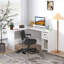 Bureau en L avec tablettes pour bureau à domicile ou bureau, coin bureau, blanc-2040494853