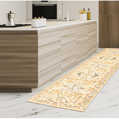 Tapis de couloir en laine noué à la main de conception unique noué à la main New Age 2 pi 5 po x 11 pi 9 po Tapis décoratif crème/brun clair