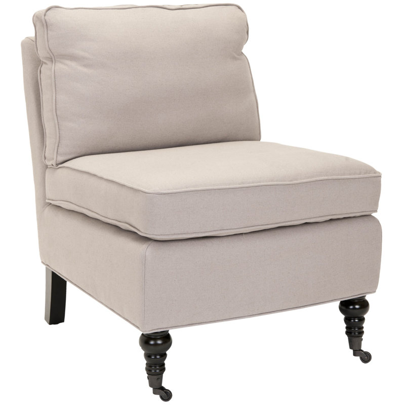 Upholstered Slipper Chair, Taupe 100% Linen