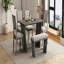 Ensemble de table de salle à manger 6 pièces pour 6, table de cuisine en bois de 60 po et 4 chaises avec banc et base en tréteaux-25564178