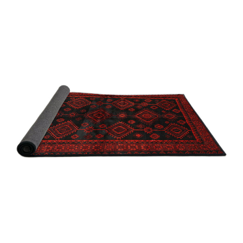 Tapis traditionnel rouge / noir, Carré 5 pi