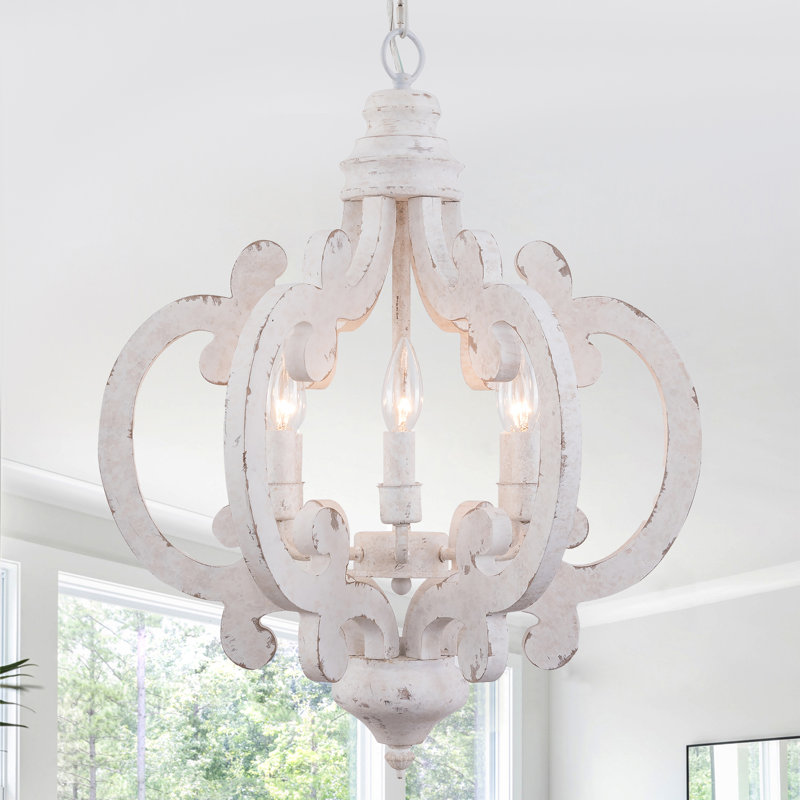 Kris 6 - Light 18" W Rustic Dimmable Chandelier with Wood Accents