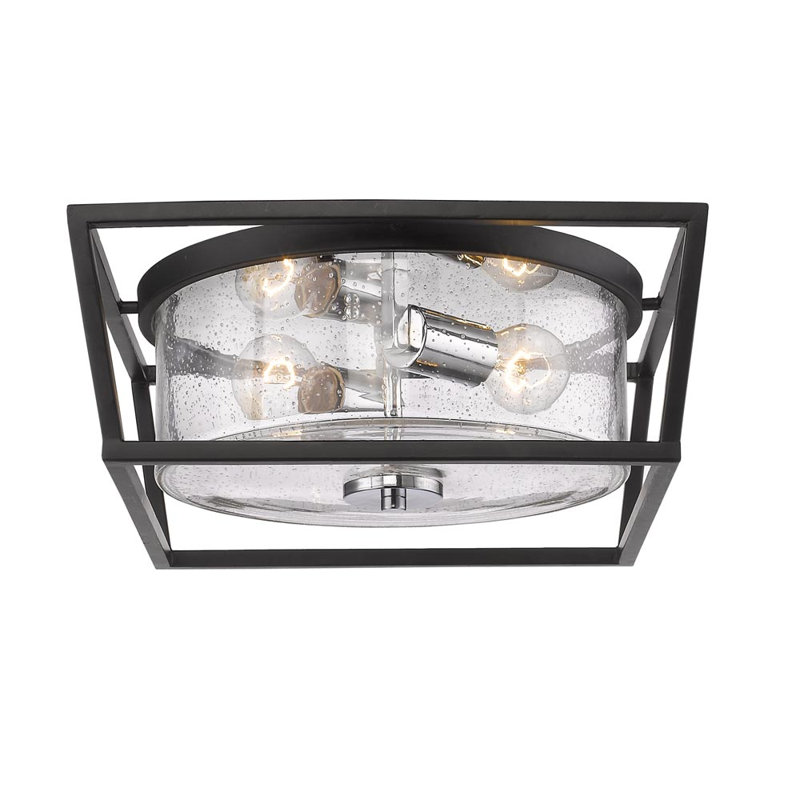Skegness Glass Flush Mount, Chrome