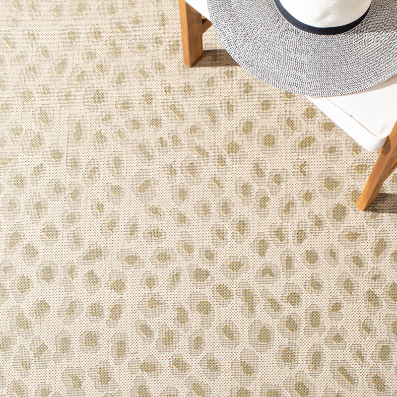 Tapis intérieur / extérieur tissé à la machine Hughie , Rectangle 6 pi 7 po x 9 pi 6 po